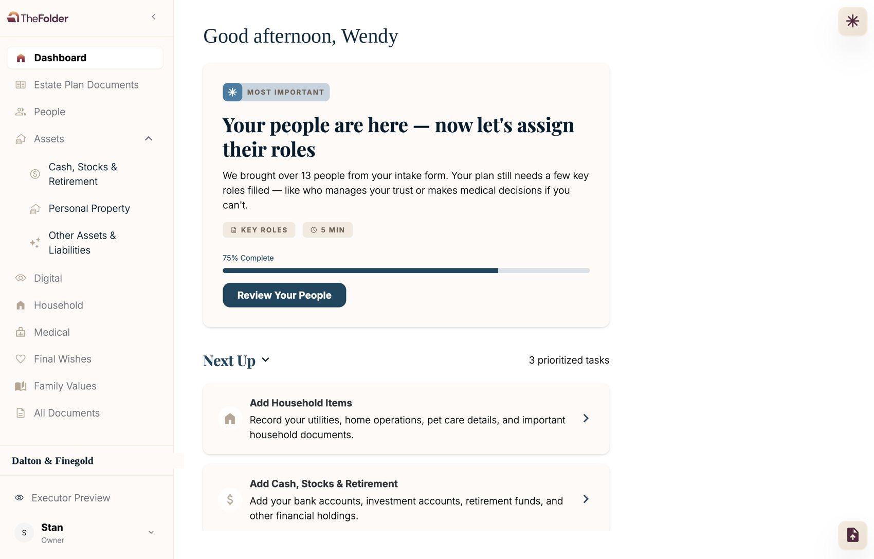 The Folder family dashboard